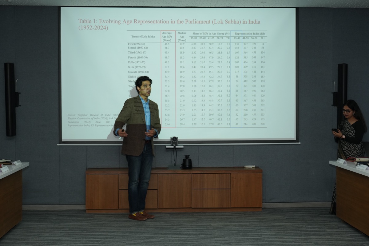 Sudhanshu presenting data on age in India’s Lok Sabha
