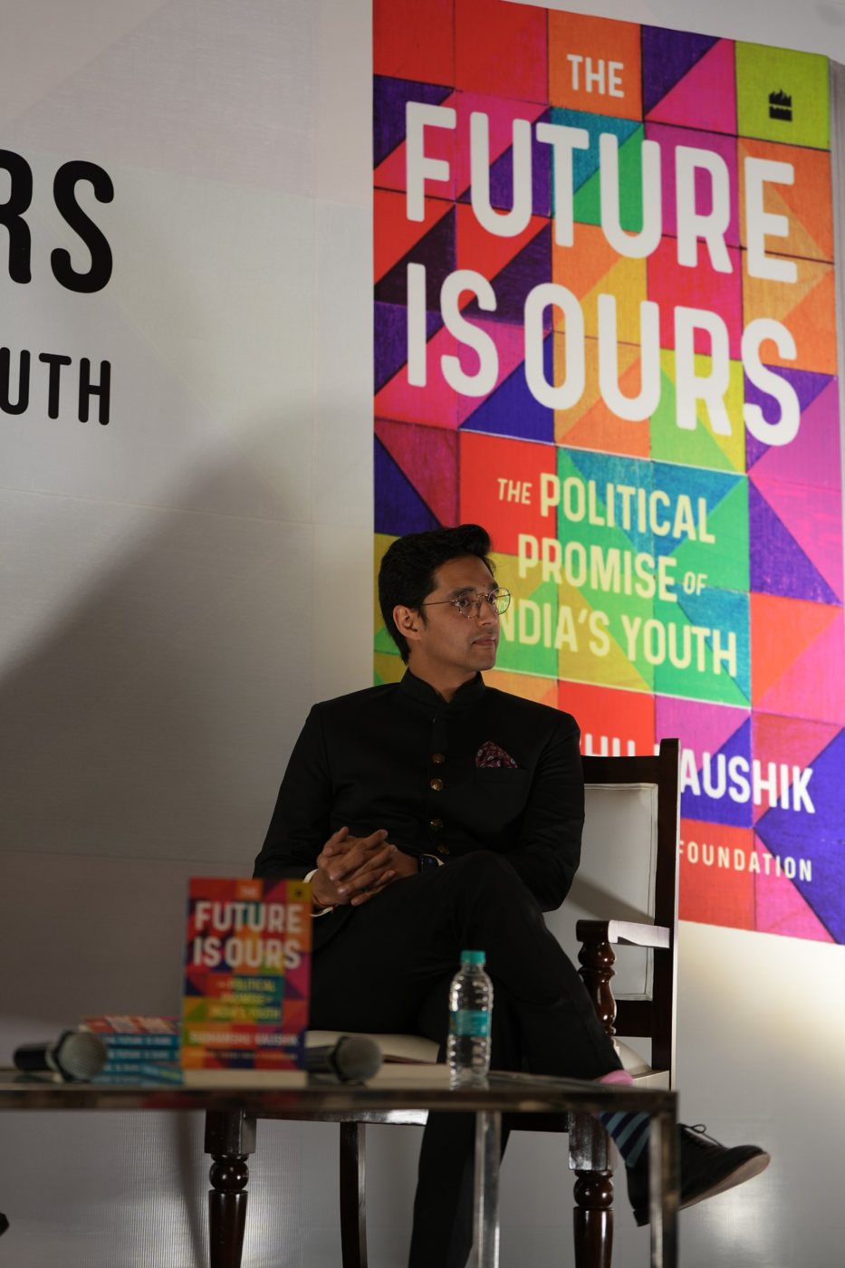 Sudhanshu on stage at the launch of The Future Is Ours